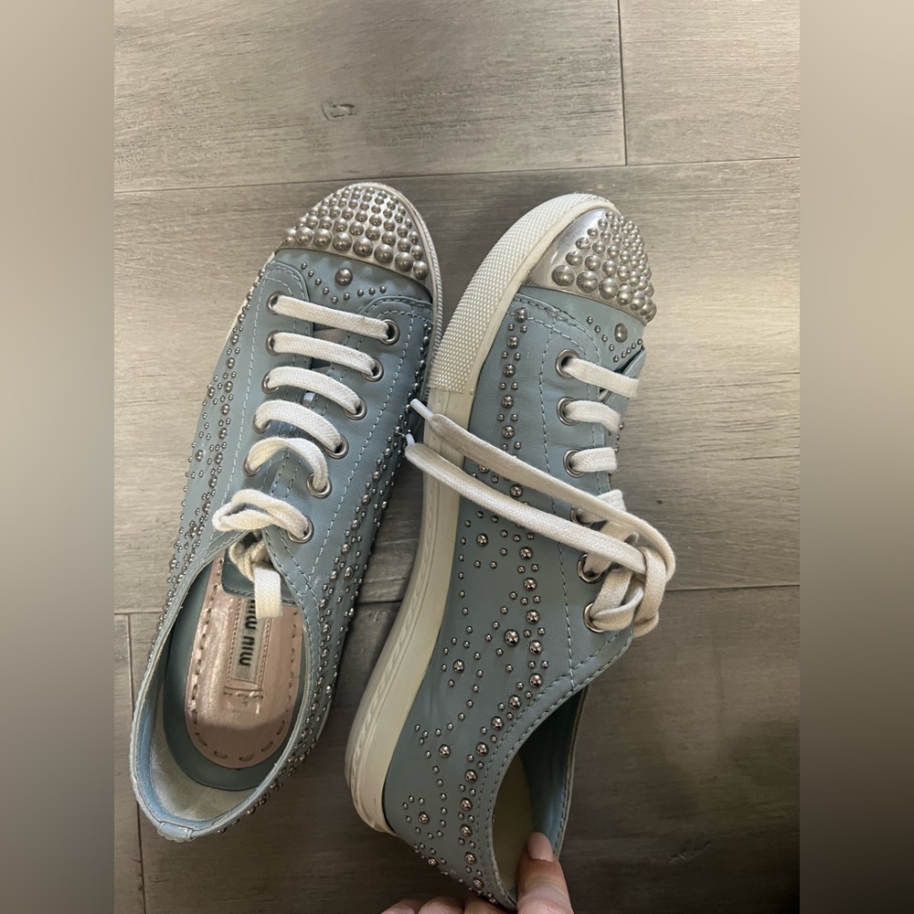 Miu Miu Blue Leather Studded sneakers size 36 - Picture 13 of 14